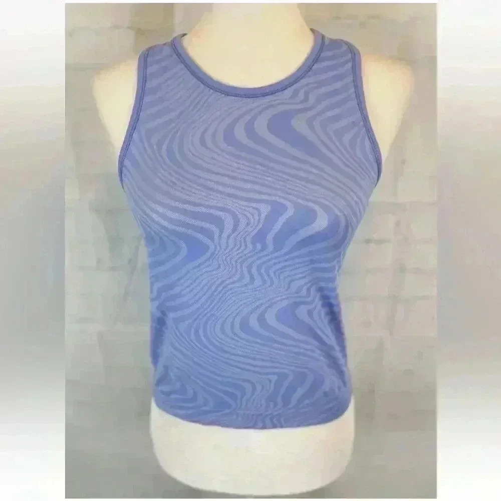 Athleta Momentum Seamless Stretch Racerback Tank Top Periwinkle Athletic Size L‎
